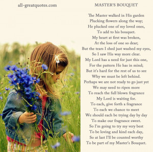 Memorial Cards The Master walked in His garden, plucking flowers along ...