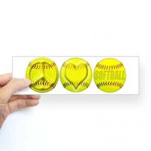 Peace, Love, Softball Bumper Sticker