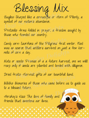 Thanksgiving Blessing Mix Printable Gift Bags & Tag Freebie