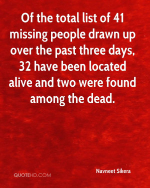 Of the total list of 41 missing people drawn up over the past three ...