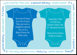 twin blue onsies baby shower invitation nothing is sweeter than twins ...