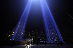 ... is seen in lower Manhattan on the 10th anniversary of the 9/11 attacks