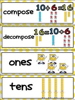 Math Vocabulary Word Wall Cards for Kindergarten Common Core Standards ...