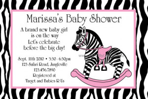 Zebra Baby Shower Invitation Zebra Rocking Horse