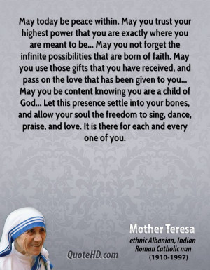Go Back > Gallery For World Peace Quotes By Mother Teresa