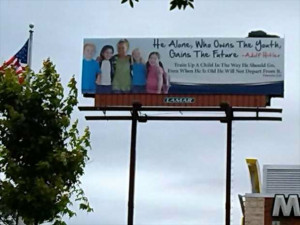 Church Billboard Quotes Hitler on the Importance of Educating the Kids