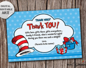 Dr Seuss Inspired Theme It's A Boy Baby Shower Thank You Cards ...