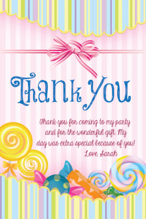 Details about CANDY LAND Sweets THANK YOU Printable Birthday Party ...