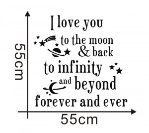 Love You To The Moon And Back Kids Bed Room Wall Quotes Beautiful ...