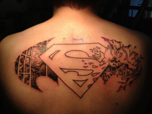 finished superman batman tattoo just needs the right wing finished ...