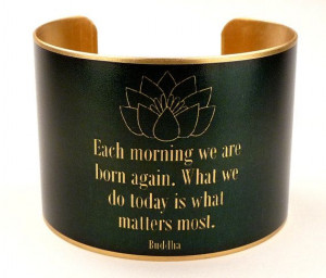 Buddha Quote with Lotus, Brass Quote Cuff, Buddhism Quotes