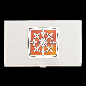Click to customize this ship's wheel business card case.