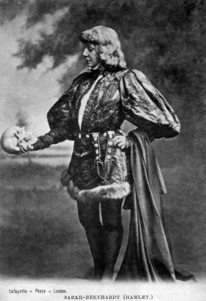 French actress Sarah Bernhardt in 1900 as Hamlet.