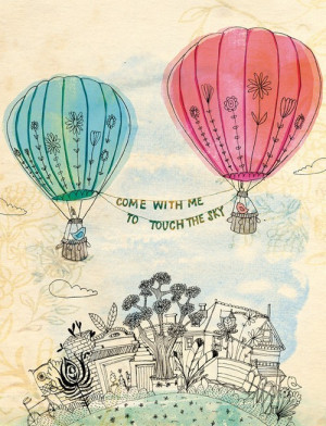 drawing #come with me #cute drawing #hot air balloons #cute