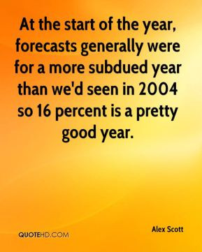 Alex Scott - At the start of the year, forecasts generally were for a ...