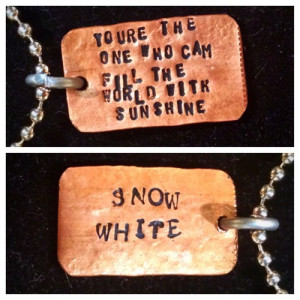Snow White (inspired quote) 2sided copper charm ball chain necklace