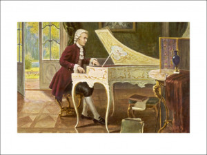 Wolfgang Amadeus Mozart the Austrian Composer Playing the Harpsichord