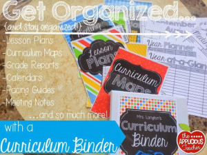 Get organized and stay organized with a Curriculum Binder! Great post ...