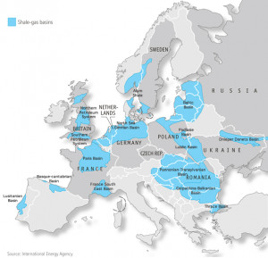 Cuencas de gas de esquisto en Europa