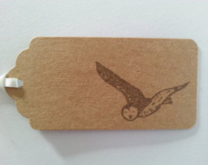 Soaring Owl Gift Tags: Brown Kraft Strung Parcel Tags with Handprinted ...