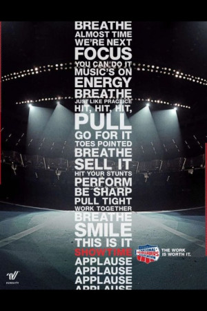 BREATHE. almost time. we're next. focus. you can do it. music's on ...