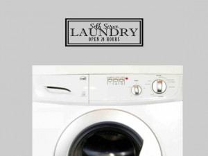 Laundry Room wall quote sticker decal self serve Laundry Room open 24 ...