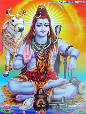Picture of Hindu god Shiva and Nandhi