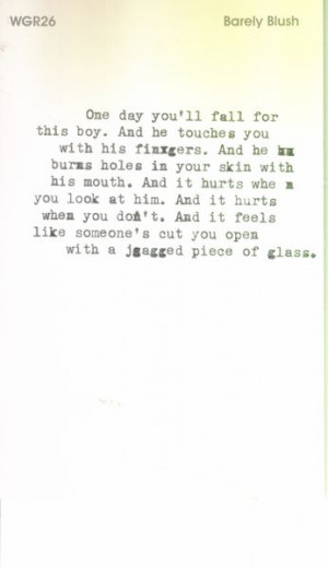 it hurts when you look at him, and it hurts when you don't.