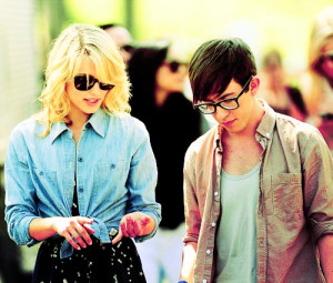 artie, dianna agron, glee, kevin mchale, quartie, quinn, quotes, text