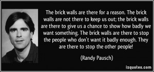 The brick walls are there for a reason. The brick walls are not there ...