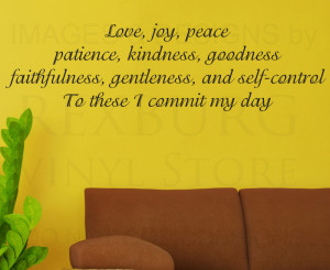 ... Quote Sticker Vinyl Large Love Joy Peace Patience God Religious R39