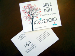 ... Postcard, Heart Tree, Set of 100 b | ticklemeink - Wedding on ArtFire