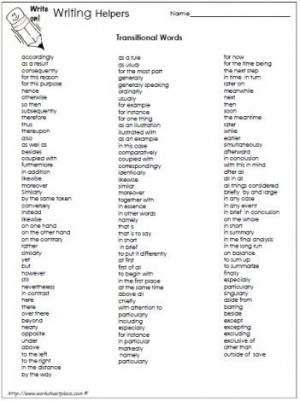 Transitional Word List - I thought I had already pinned this one, but ...
