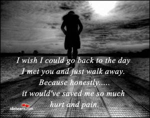 wish I could go back to the day I met you and just walk away.