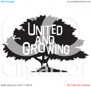 Cartoon Of A Black And White Family Tree With A Heart And United And ...