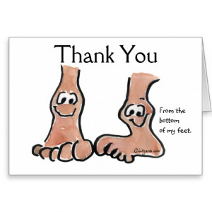 Cartoon Feet Thank You Greeting Card
