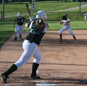 Floyd Central’s Caroline Cato rips a line drive to BNL third baseman ...