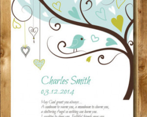 Personalized Christening Blessing G ift, Personalized Baptism Bird in ...