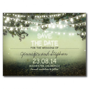 romantic night lights modern save the date postcards