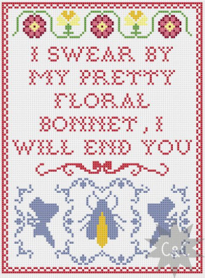 Firefly Captain Mal quote cross stitch sampler pattern - pretty floral ...