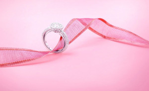 Engagement ring with pink dress