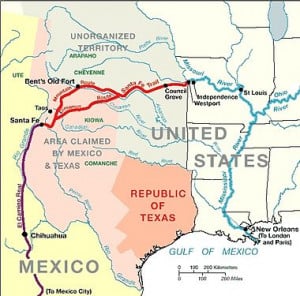 Santa Fe Trail around 1845.