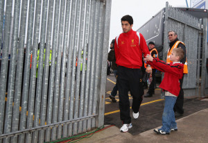 ... in this photo luis suarez luis suarez of liverpool arrives at the