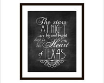 ... Deep in the Heart Of Texas Typography print Chalkboard Style Wall Art