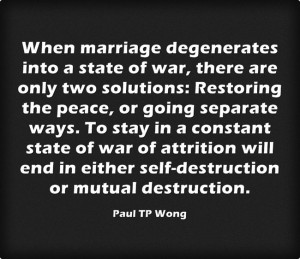 are only two solutions: Restoring the peace, or going separate ways ...