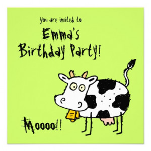 Funky Farm Cow (Birthday) Party Invitation Moooo!!