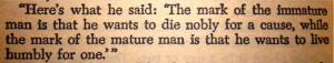 Mr. Antolini to Holden Caufield in Catcher In The Rye by J.D. Salinger
