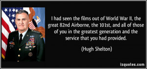 ... greatest generation and the service that you had provided. - Hugh