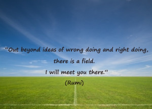 Out beyond ideas of wrong doing and right doing, there is a field. I ...