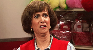 kristen wiig as the target lady on snl making grossed out face